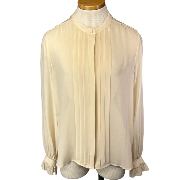 Sezane Tops - Sezane Shana 100% Silk Sheer Blouse Chemise Cream Women's FR 40 US 8
